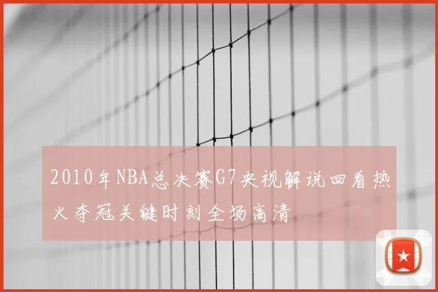 2010年NBA总决赛G7央视解说回看热火夺冠关键时刻全场高清